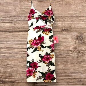 Floral Print Dress in Cream and Pink